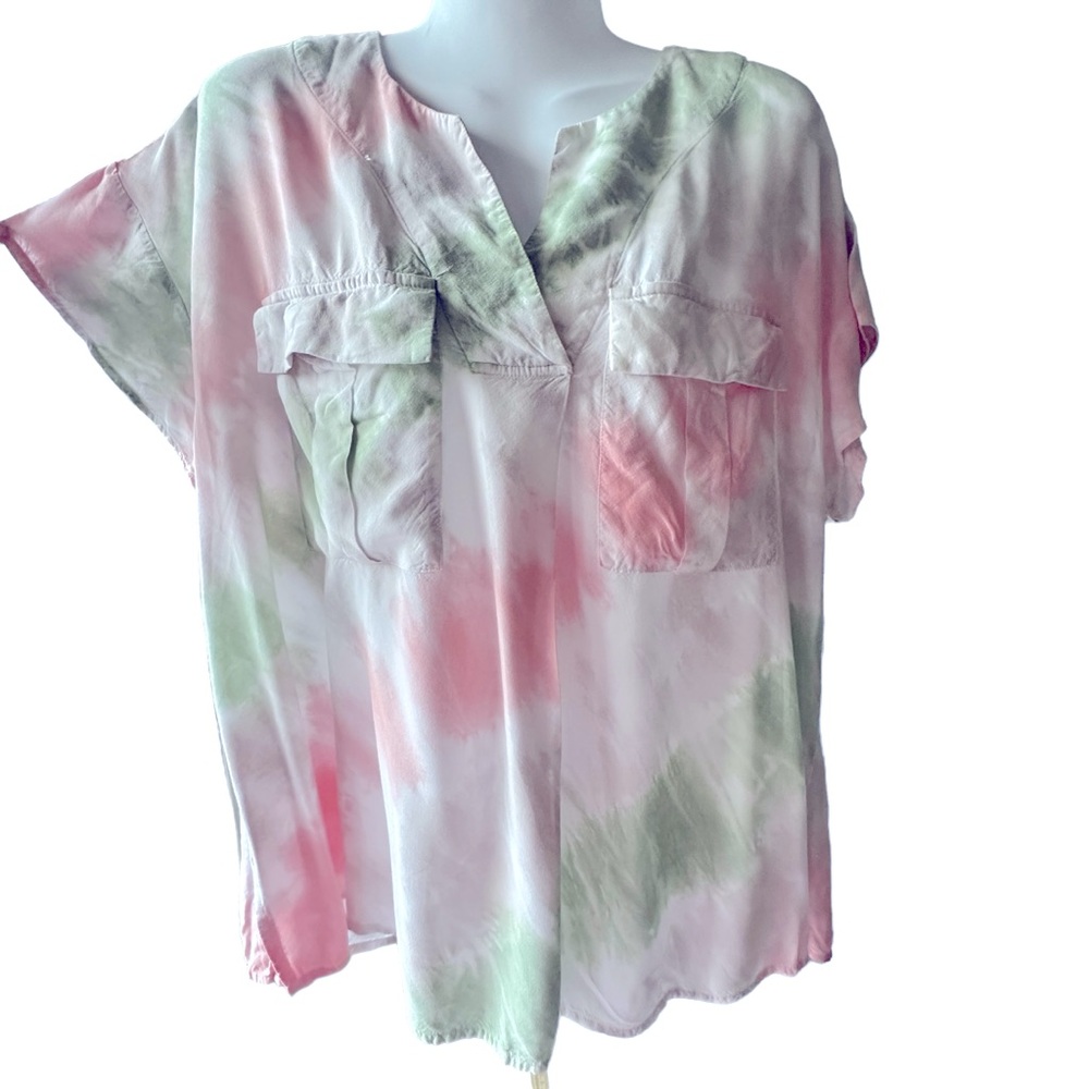 Caffe Marrahcsh Pastel tie-dye oversized short sleeve top 1X